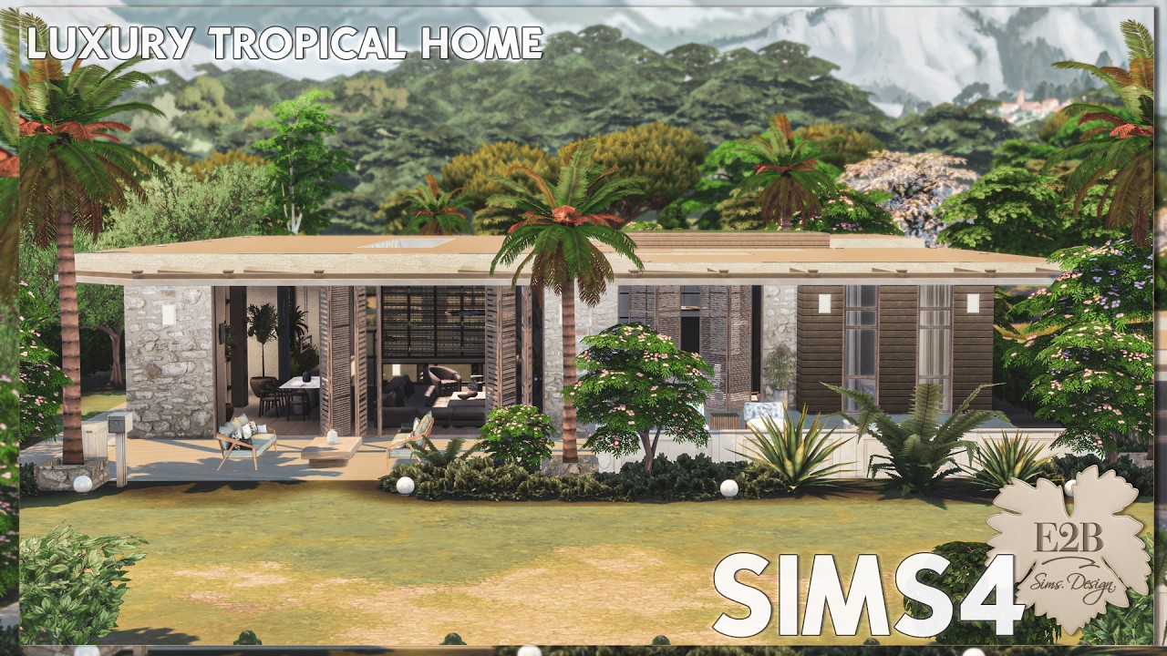 РОСКОШНЫЙ ТРОПИЧЕСКИЙ ДОМ | Sims 4 CC Скоростное строительство | ССЫЛКА НА СКАЧИВАНИЕ (TRAY+CC+СС...