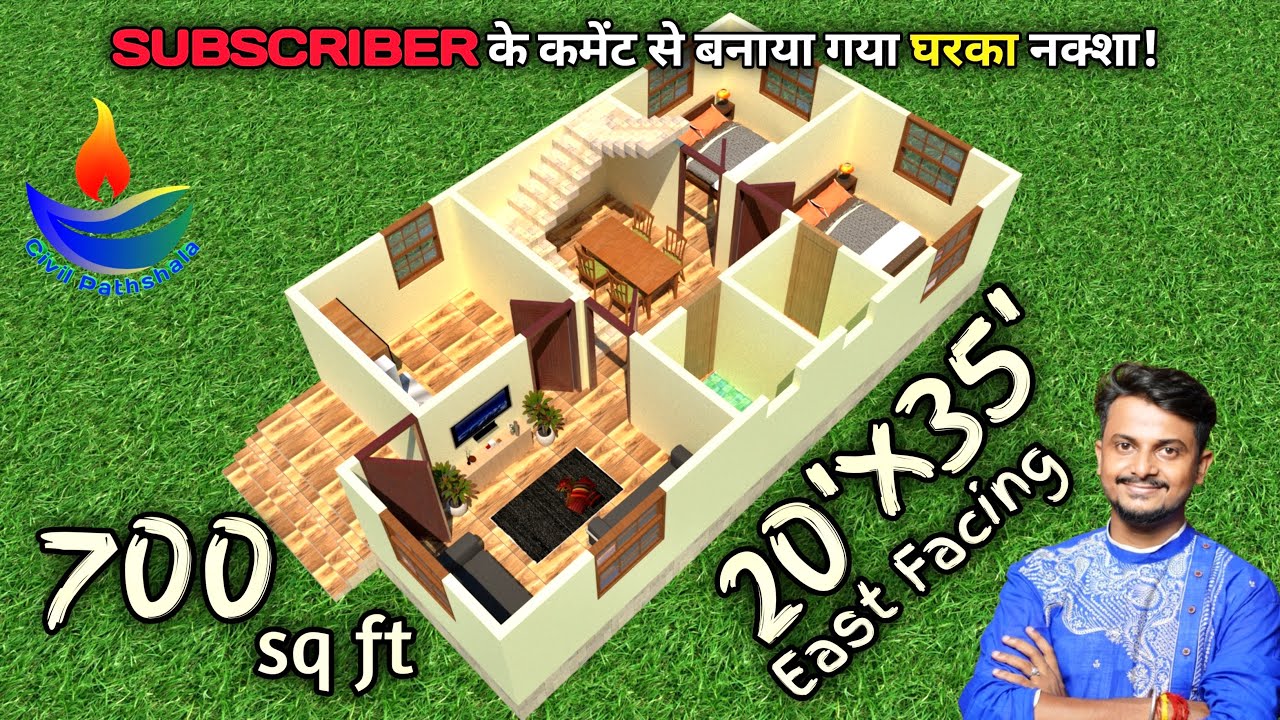 20x35 East Facing 2 Bedrooms Home Plan | 20*35 Home Plan | Beautiful 2 Bedrooms Building Plan