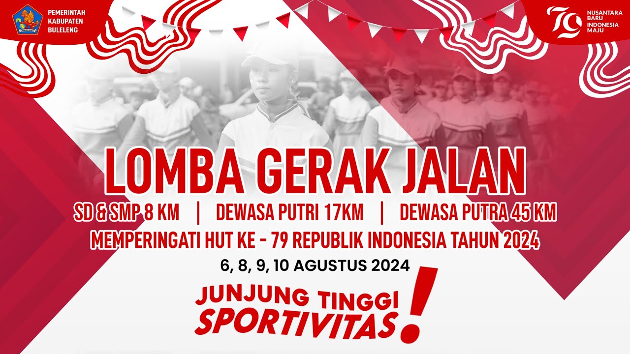 Lomba Gerak Jalan 45 Km  Tingkat Dewasa Putra Memperingati HUT  Ke-79 RI