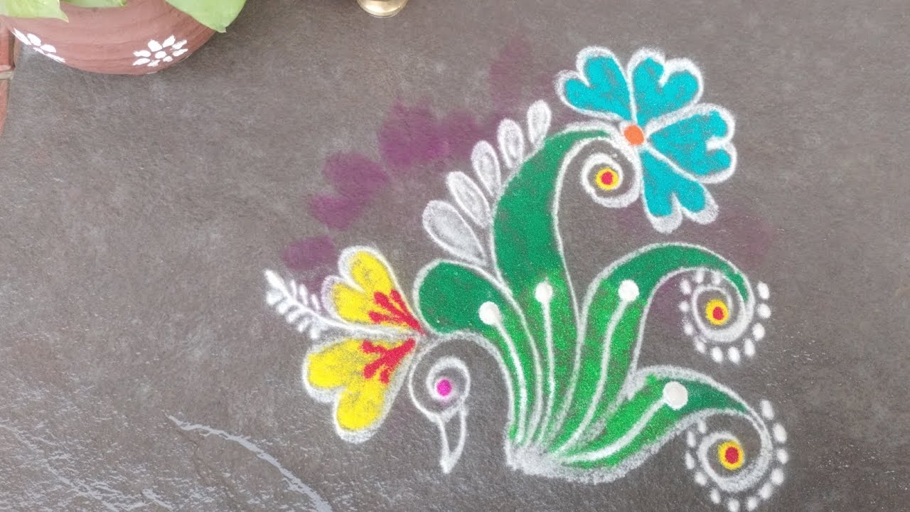 Beautiful border rangoli design🌺 Tuesday special rangoli #youtube #explorepage #indianart 