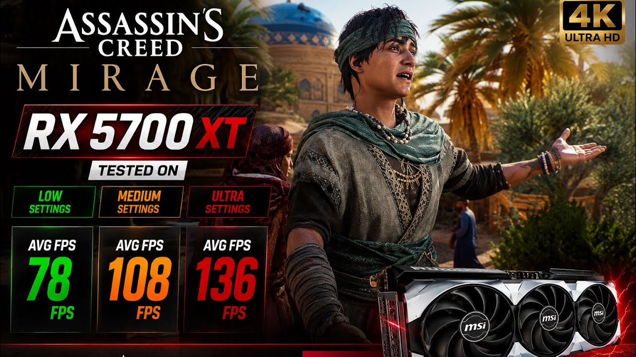 Assassin's Creed Mirage Test on RX 5700 XT | Ultra Settings FPS Test