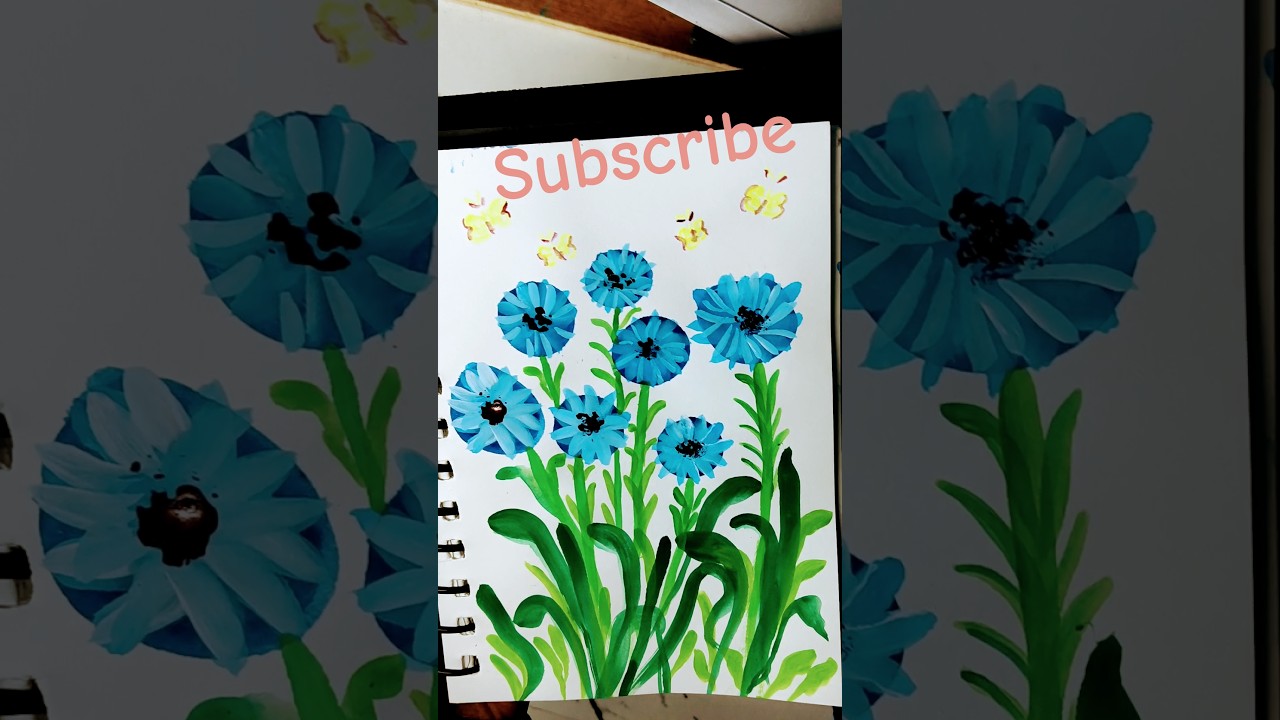 Easy 💙 BLUE Flower 🌼 painting 🎨