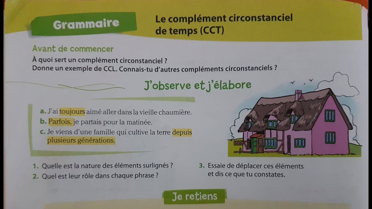 Unité 8 : Grammaire/ Complément circonstanciel de temps (CCT) page 92