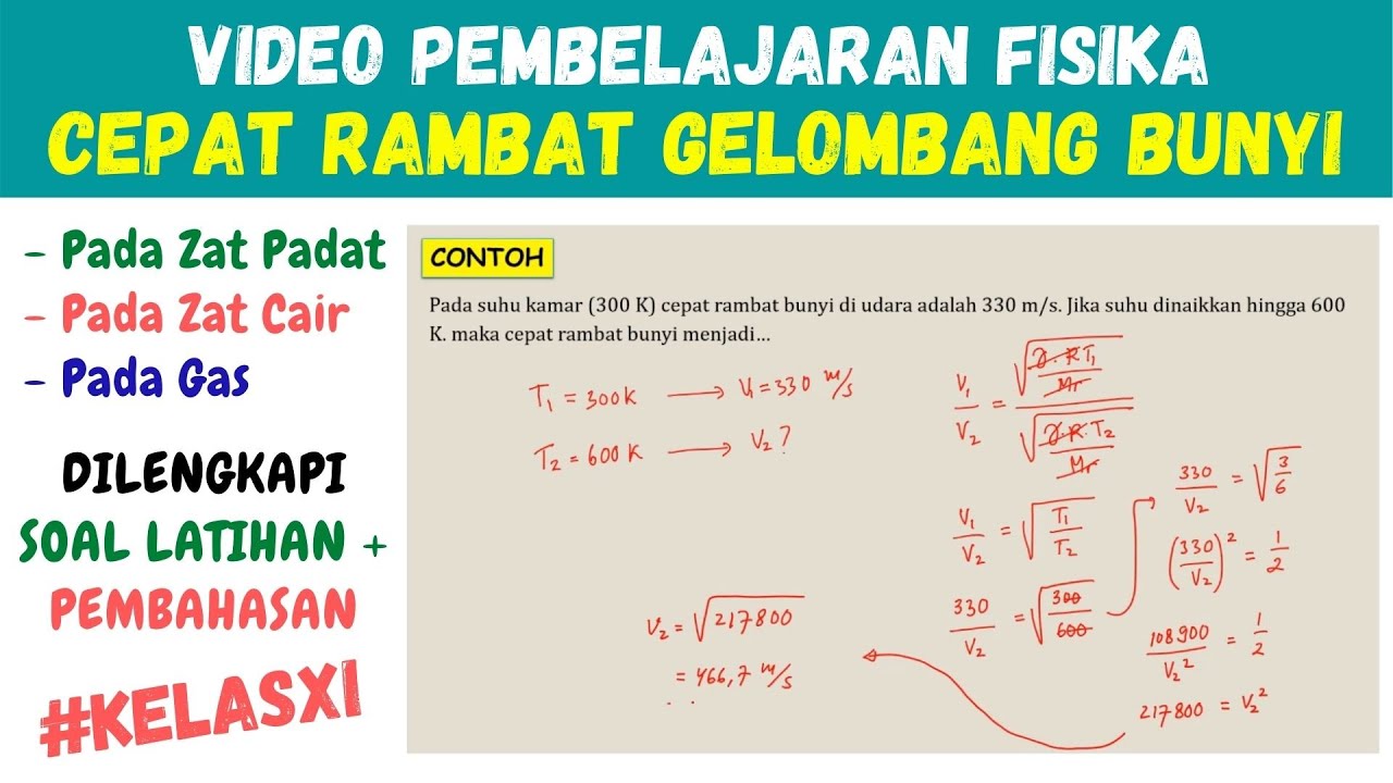 Fisika Kelas 11 - Cepat Rambat Gelombang Bunyi pada Zat Padat, Zat Cair dan Gas