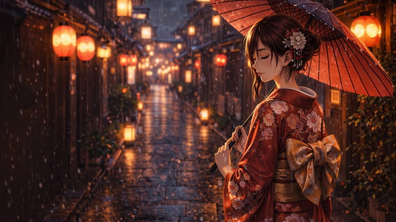 Rainy Kyoto Night LoFi ☔Pontocho Lantern Street Ambience | Relax / Study / Chill
