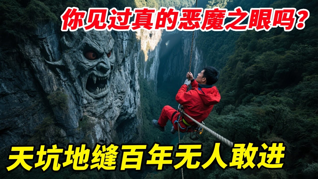 你见过真的恶魔之眼吗？湖北深山天坑地缝百年无人敢进，崖壁石像栩栩如生让人头皮发麻【户外小北哥】