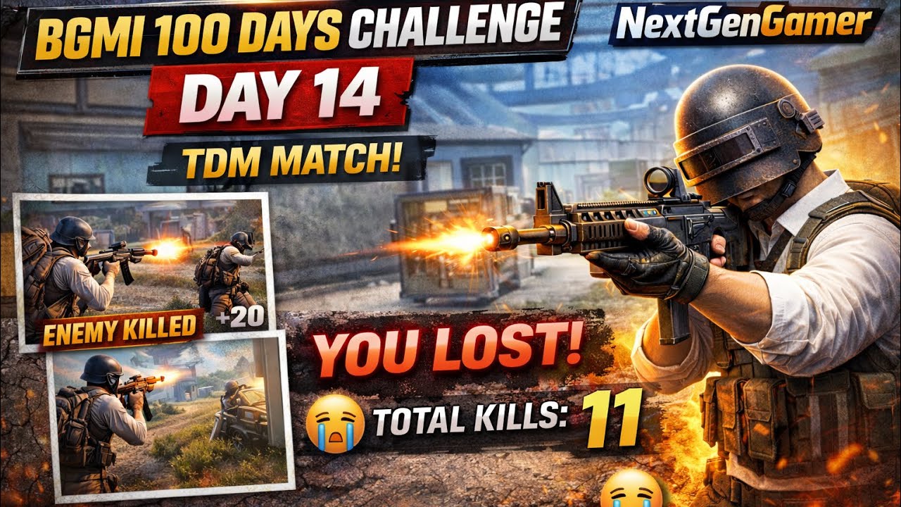 100 Days BGMI Challenge 🔥 Day 14 | TDM 11 Kills (No Victory) | NextGenGamer