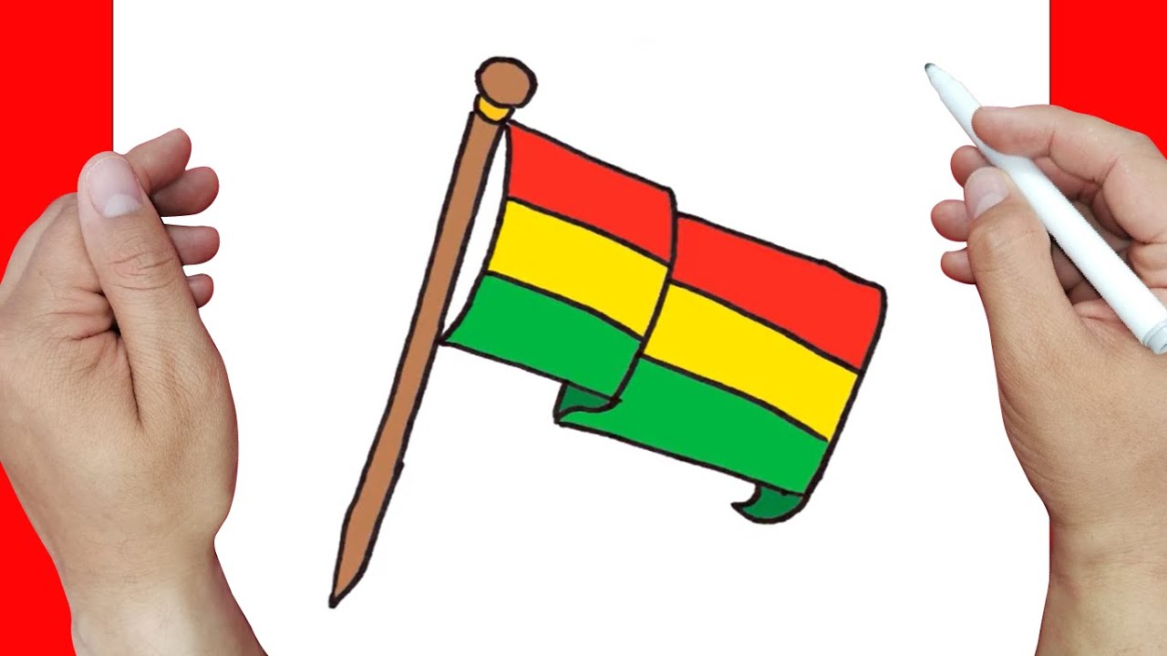 Como dibujar LA BANDERA DE BOLIVIA paso a paso y MUY FACIL - Dibujos para Colorear