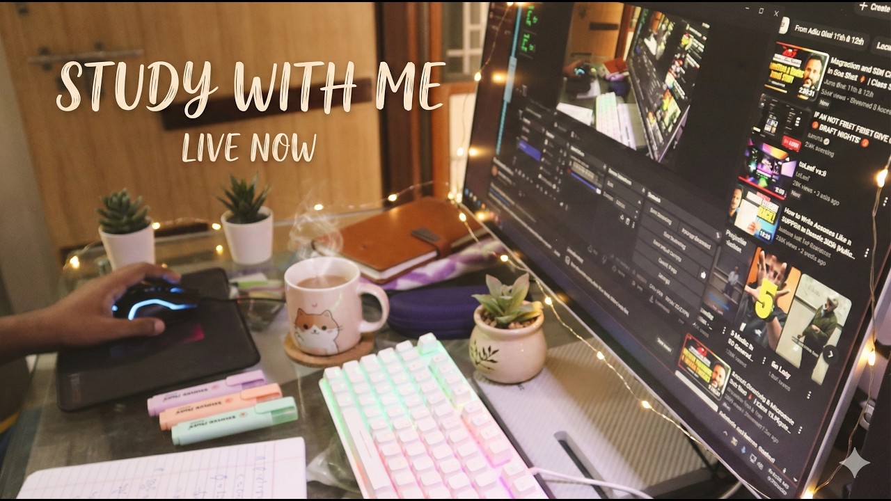 Study With Me Live | Rain 🌧️ | Pomodoro 50/10 | Chill Music, Deep Focus | 40Hz Binaural Beats