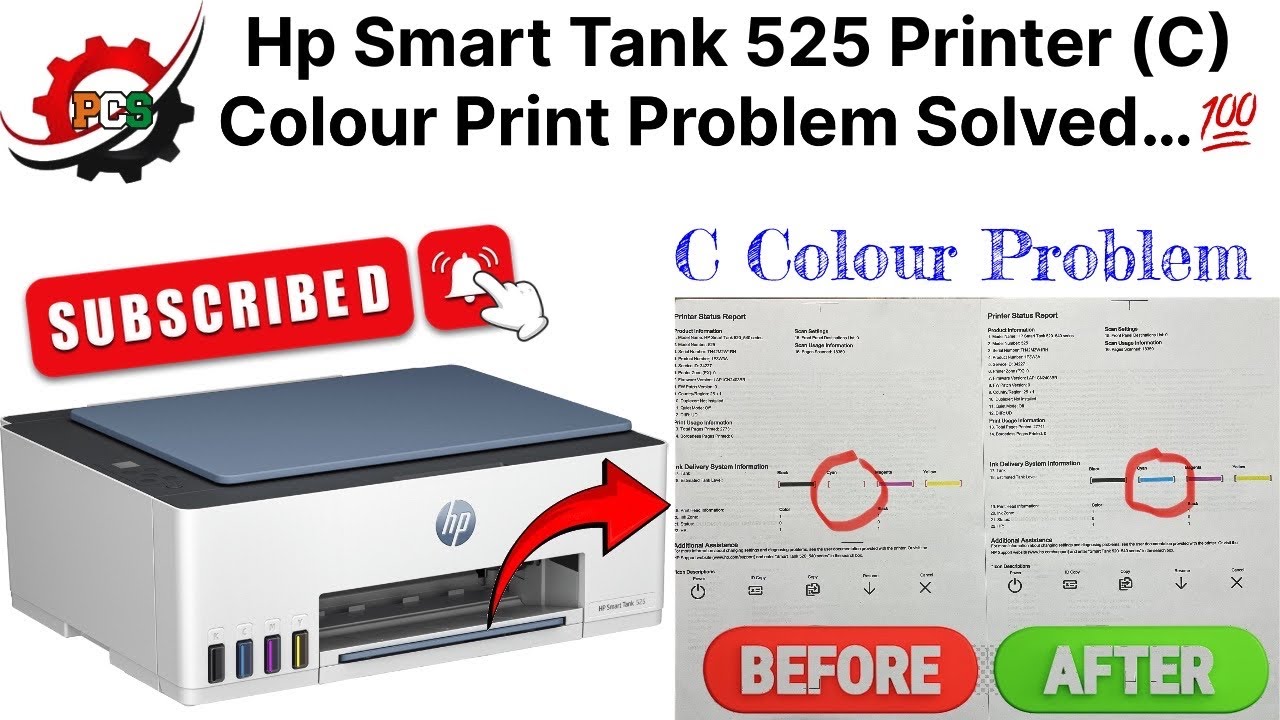 Hp Smart Tank 525 Printer Colour Problem || How to Clean Printheads, Not Printing Colour & Black 