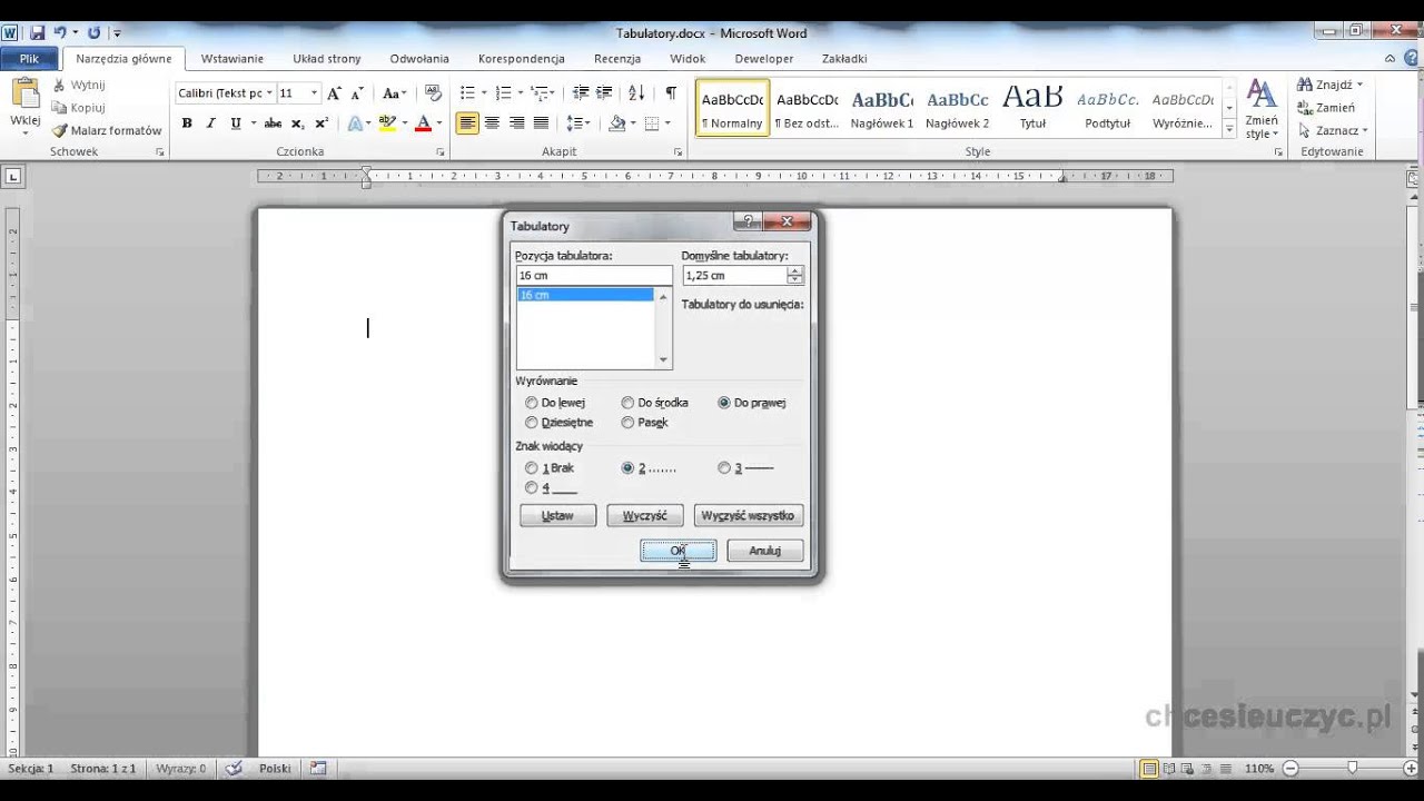 Kurs Microsoft Word 2010 Podstawowy - [lekcja #4.4] - Tabulatory