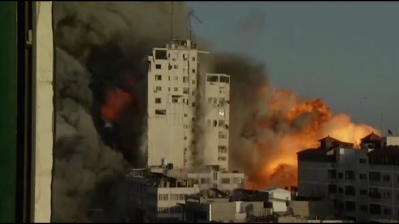 Israel IDF Demolition Team Rockets Destroys Apartment Structure on Gaza Strip Palestine Conflict
