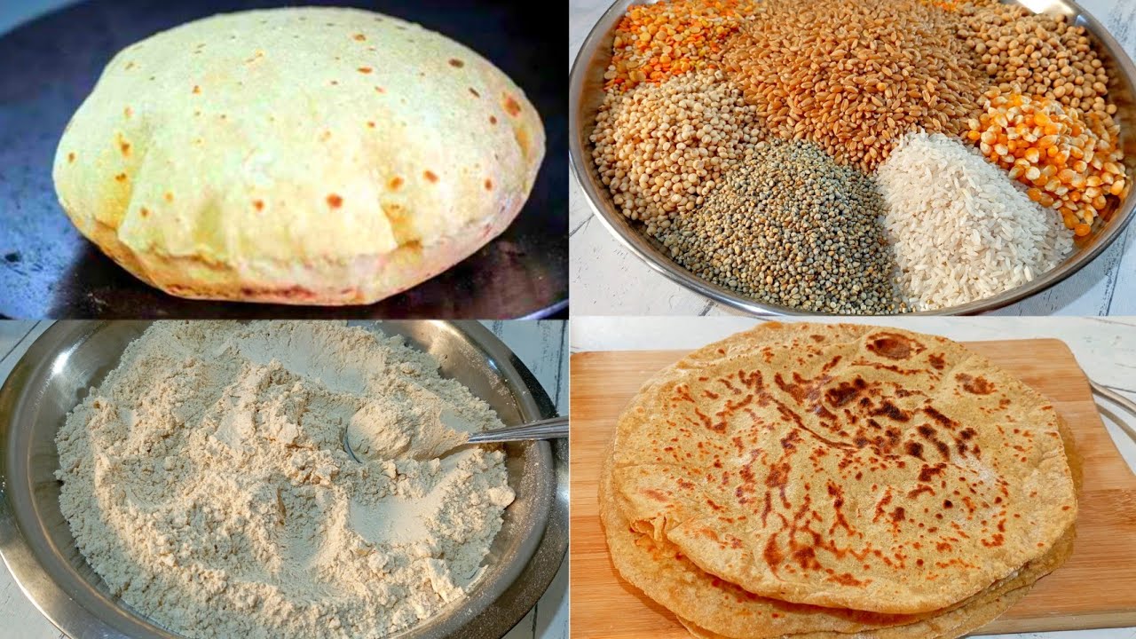 धान्य व डाळी पासून तयार पीठ, Multigrain ata| दुसऱ्या दिवशी सुद्धा मऊ राहणारी पौष्टिक चपाती |Chapati.