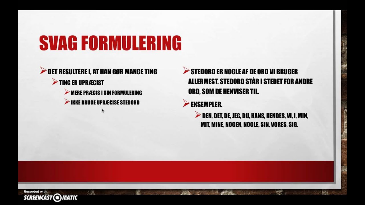 D&aring;rlig formulering, dansk grammatik