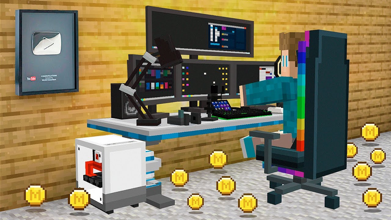 FIQUEI RICO NO SIMULADOR DE YOUTUBER NO MINECRAFT