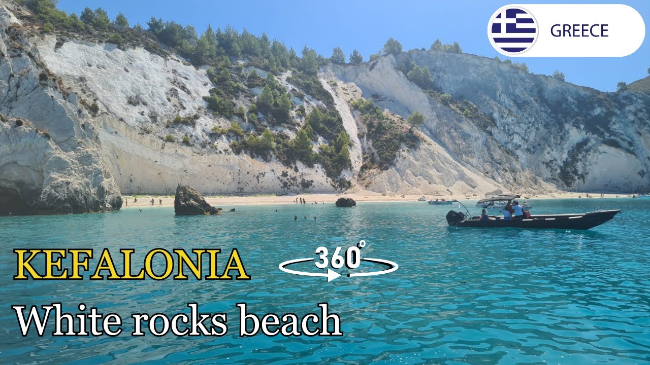 Going to White rock beach in Kefalonia Greece Islands vr 360