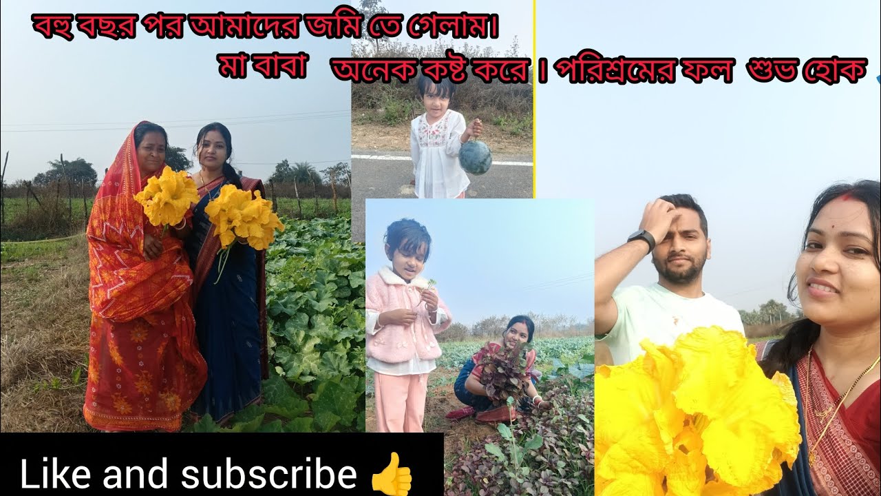 বহু বছর পর আমি আমাদের জমি তে‌ গেলাম 😊 জমিতে গিয়ে কি কি সবজি আনলাম💁😊#farming #villagelife#yubtub