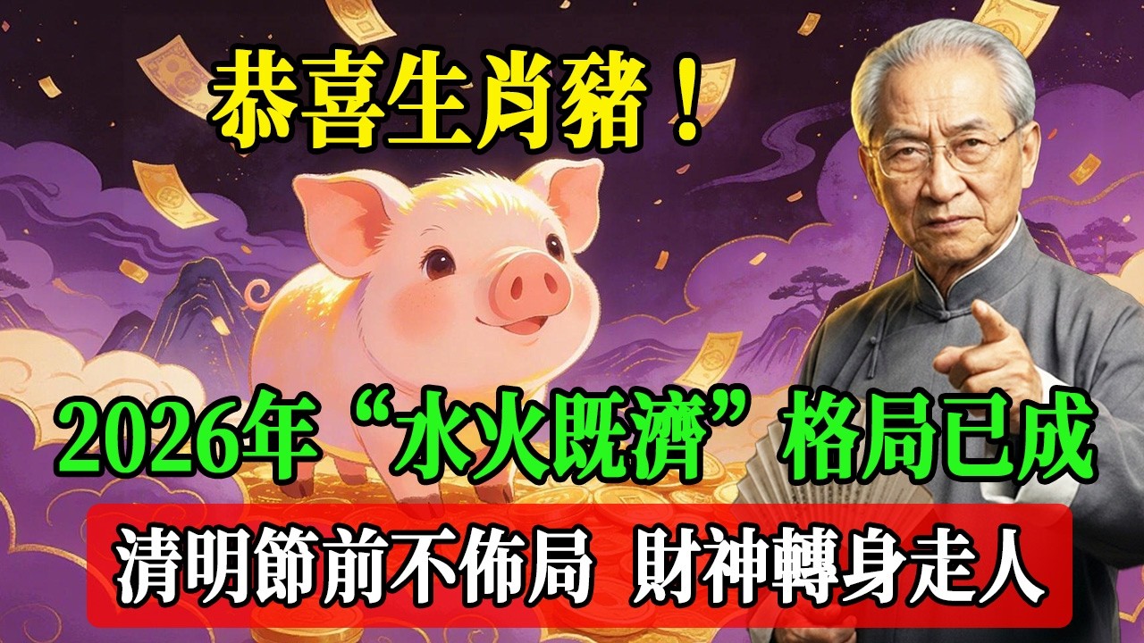 恭喜生肖豬！2026年“水火既濟”格局已成，清明節前不佈局，財神轉身走人！#南懷瑾  #國學 #易經 #開運 #招財#風水 #2026運勢#屬相#生肖運勢#生肖命理