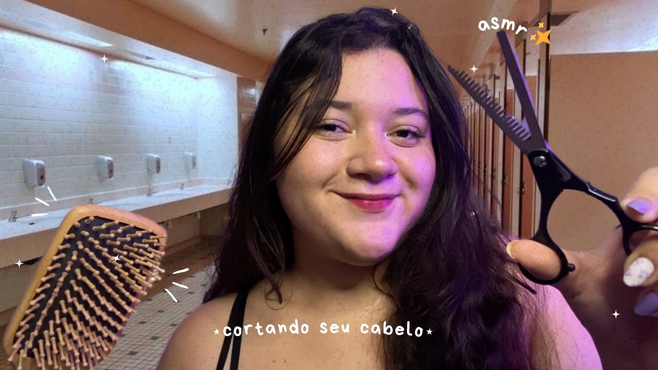 ASMR | CORTE de CABELO por 5R$ no banheiro da ESCOLA 💇🏻‍♀️ *(garota popular corta seu cabelo)*