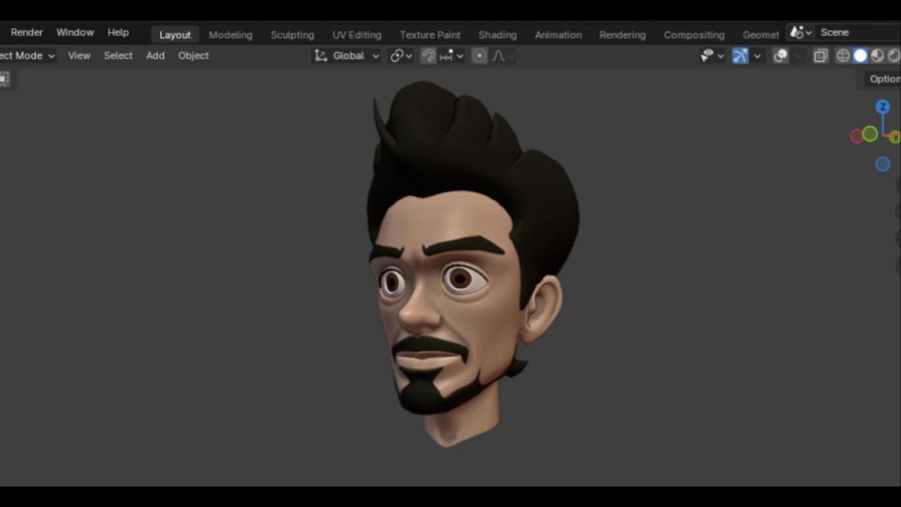 Stylized Tony Stark Head | 3D Modeling Timelapse (Blender)