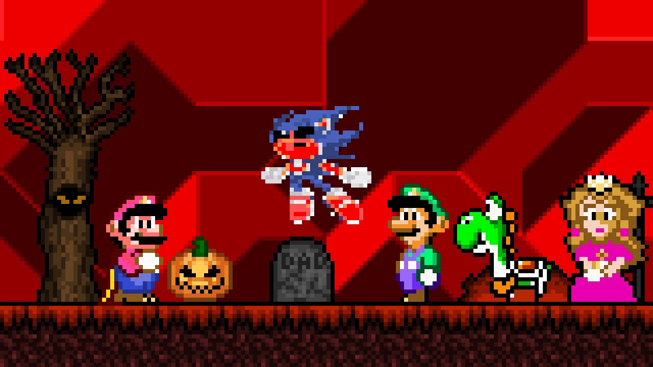 Super Mario World (SNES) - Mario vs Sonic.exe. ᴴᴰ
