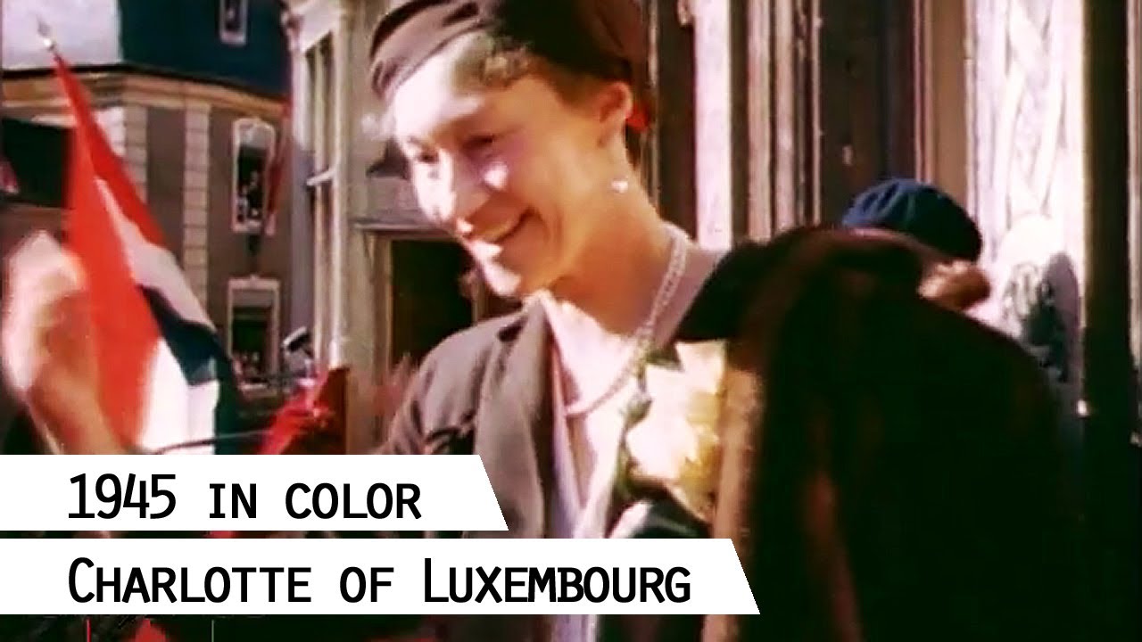 Charlotte, Grand Duchess of Luxembourg, returns from exile in 1945 (in color)