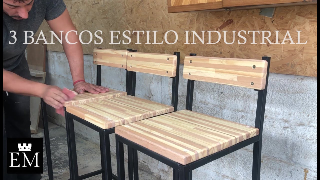 FABRICANDO 3 BANCOS  DE HIERRO Y MADERAS RECICLADAS