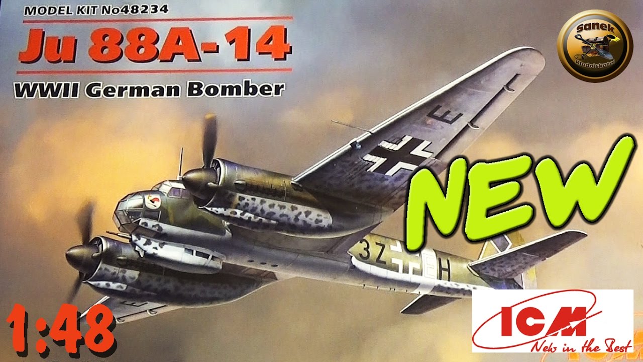 Модель немецкого бомбардировщика Ju88A-14 1:48 от ICM / Model German bomber Ju88A-14 1:48 by ICM