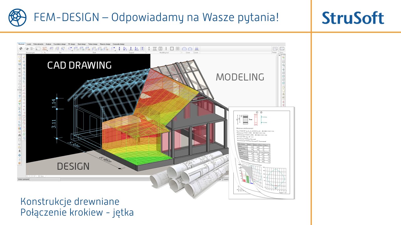 FEM-Design | Konstrukcje drewniane | Połączenie krokiew - jętka