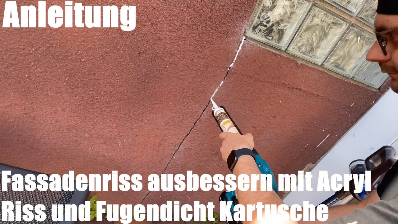 Fassadenriss (Setzrisse) ausbessern mit Acryl Riss und Fugendicht Kartusche - Heimwerker Anleitung