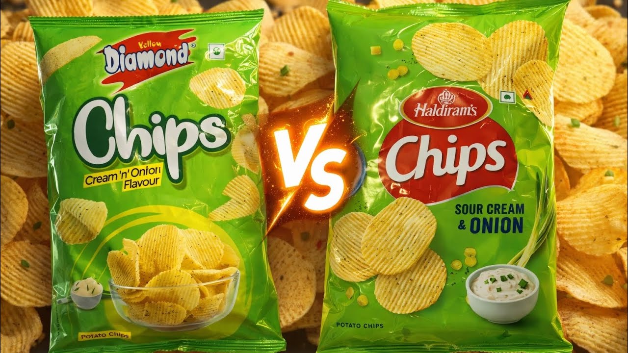 Green Chips Battle 💚 Diamond vs Haldiram’s | Cream & Onion ASMR Review