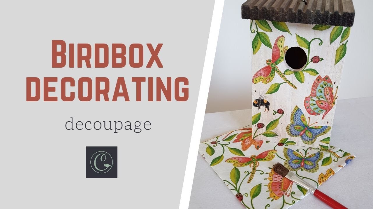 How to Decorate a Wood Birdhouse | Nesting Box with Paper Napkin Decoupage and PVA Glue | Video