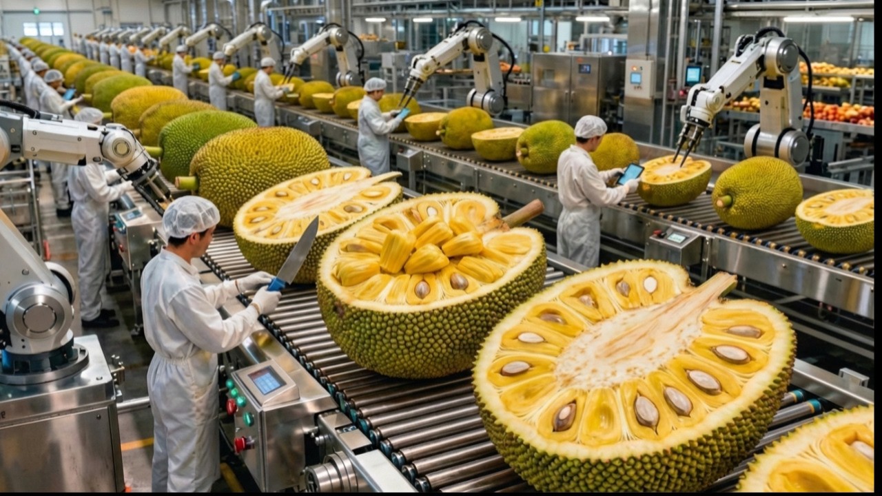Inside a Modern Jackfruit Factory  From Whole Jackfruits to Ready to Eat Fruit Packs Full Process