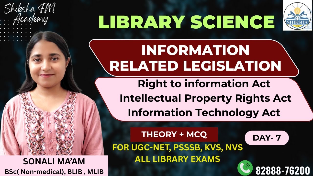 Library and information related Legislation by Sonali ma`am | SHIKSHA FM ACADEMY
