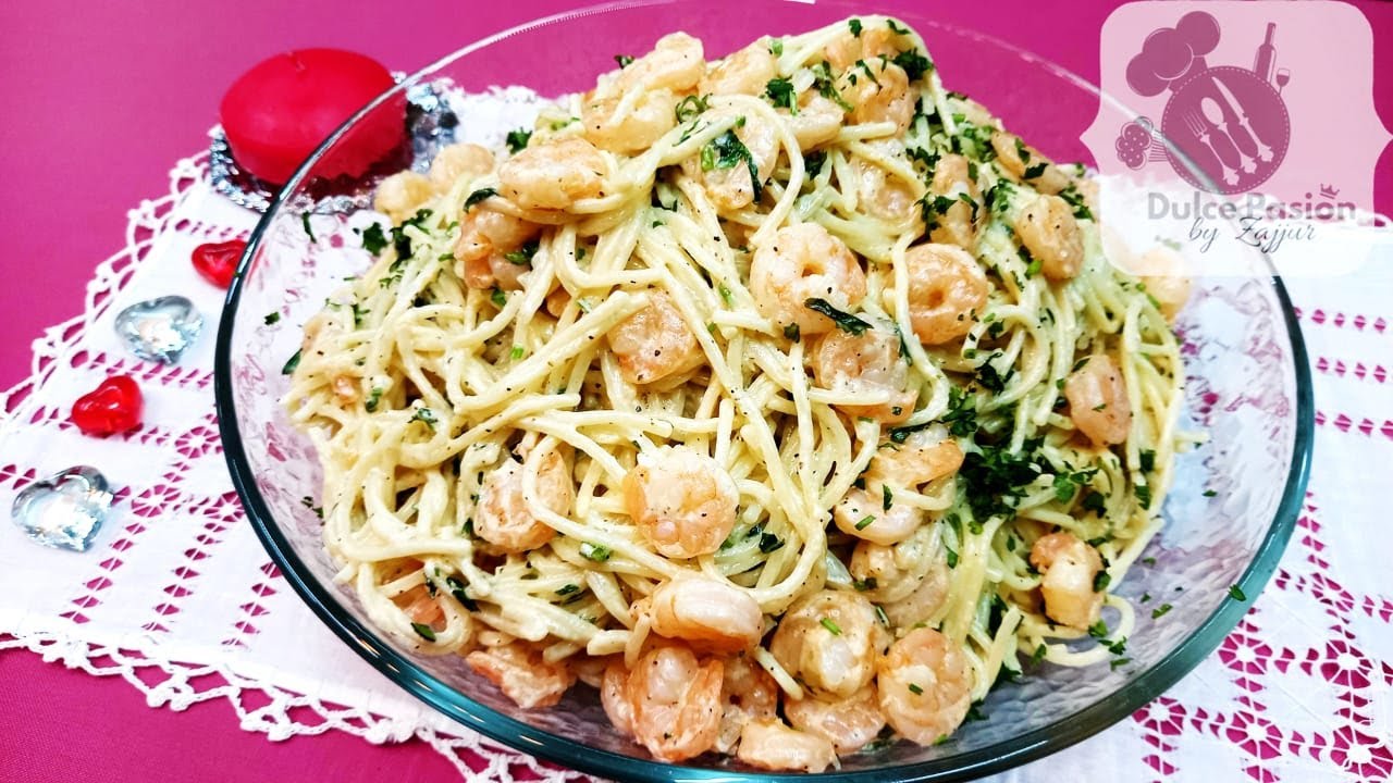 Espagueti con Camarones Delicioso 💟💘❤😍😘💕🐟🐠🦐🦐