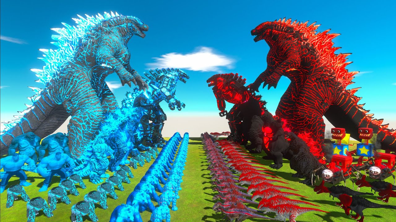Evolution of Blue GODZILLA VS Red Evil Itself - Animal Revolt Battle Simulator