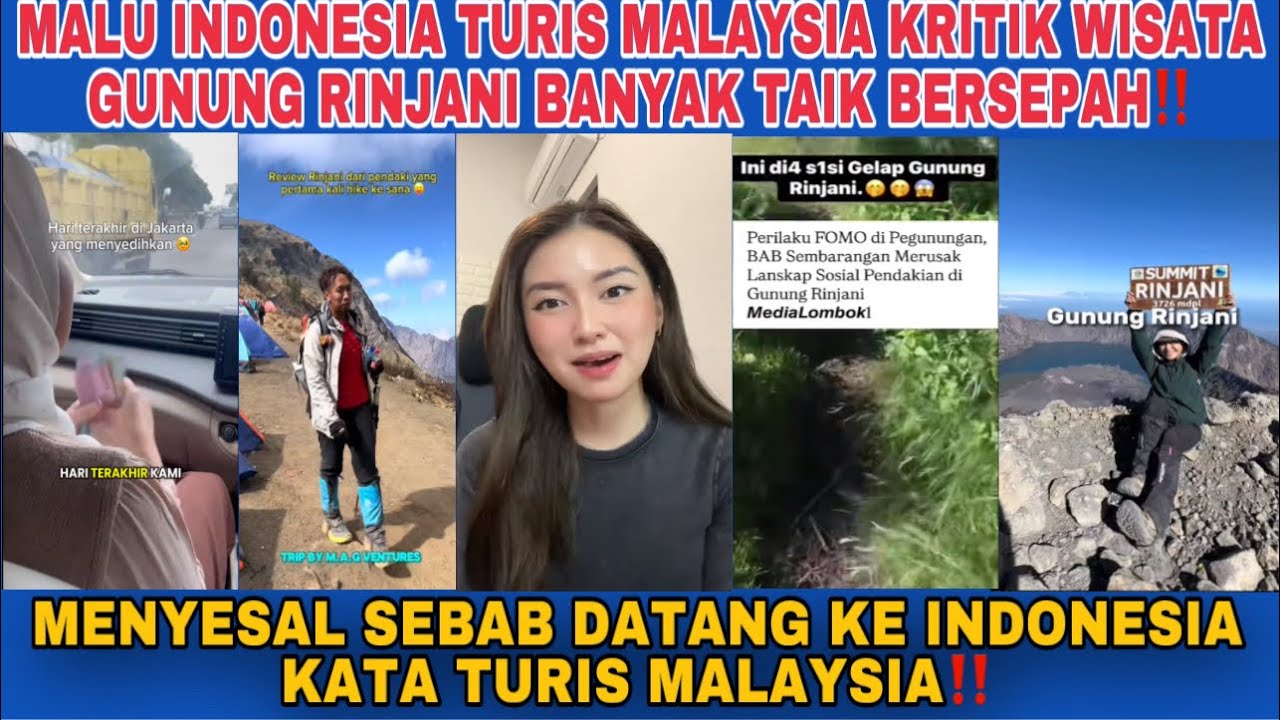 TURIS MALAYSIA KRITIK WISATA GUNUNG RINJANI BANYAK TAIK BERSEPAH‼️