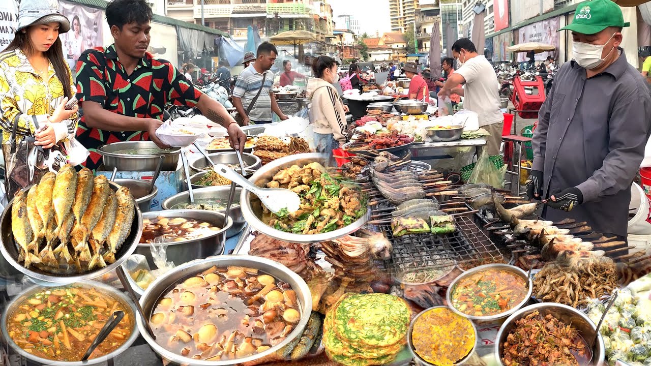 Unbelievable! Cambodian Street Food - Walking Tour in Olympic, Boeung Trabek & Riverside Walk Street