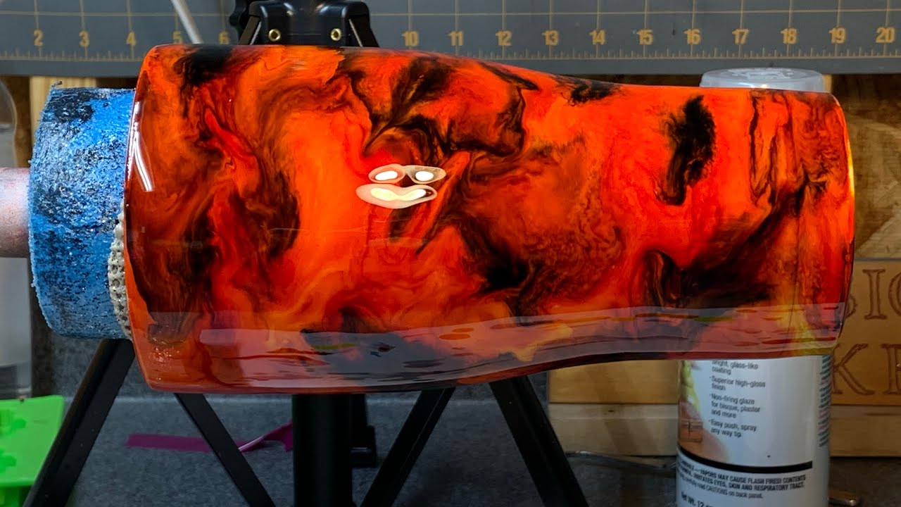 Fire swirl tumbler tutorial using alcohol inks on epoxy