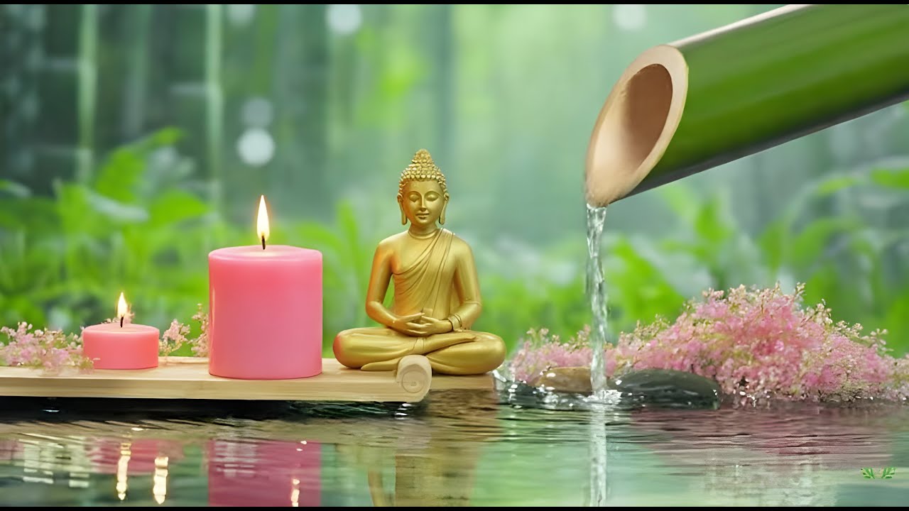 Relaxing Sleep Music with Bamboo Water Sound🌿Insomnia Relief,Calm Anxiety,Stress Relief & Meditation