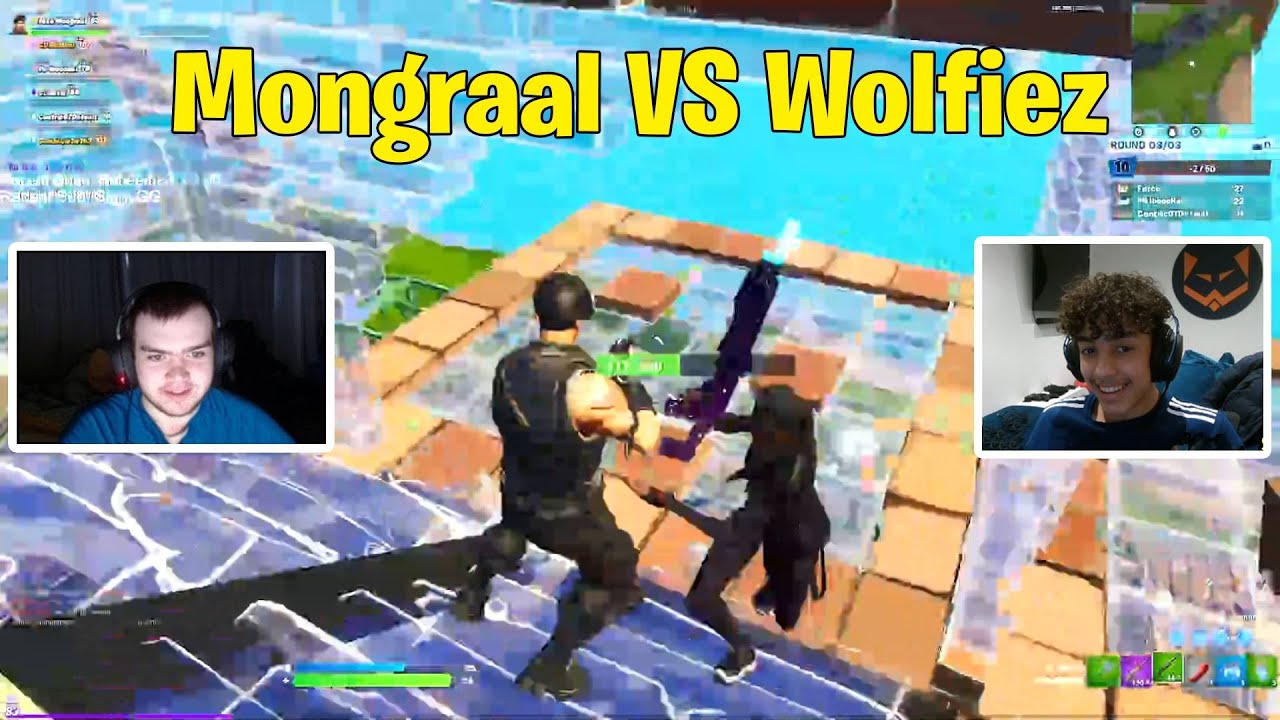 Mongraal VS Wolfiez In Free For All Realistic PvP(with EU Pros)!