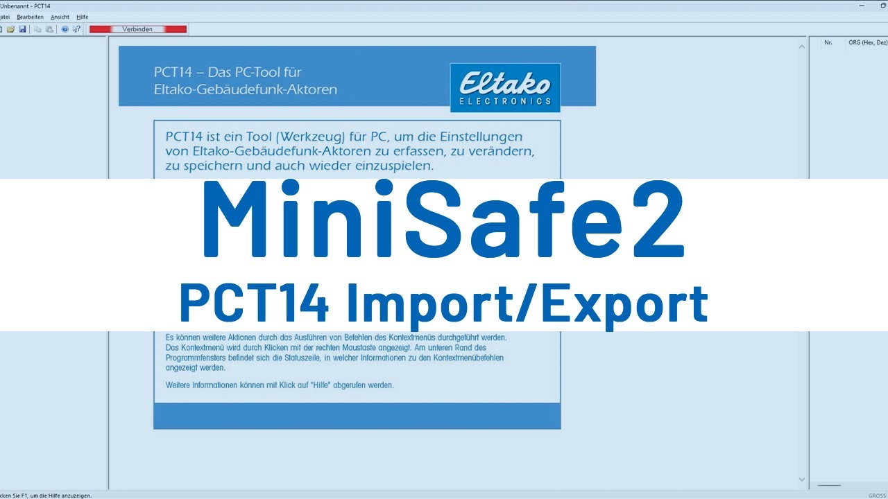 MiniSafe2 - Import und Export mit PCT14