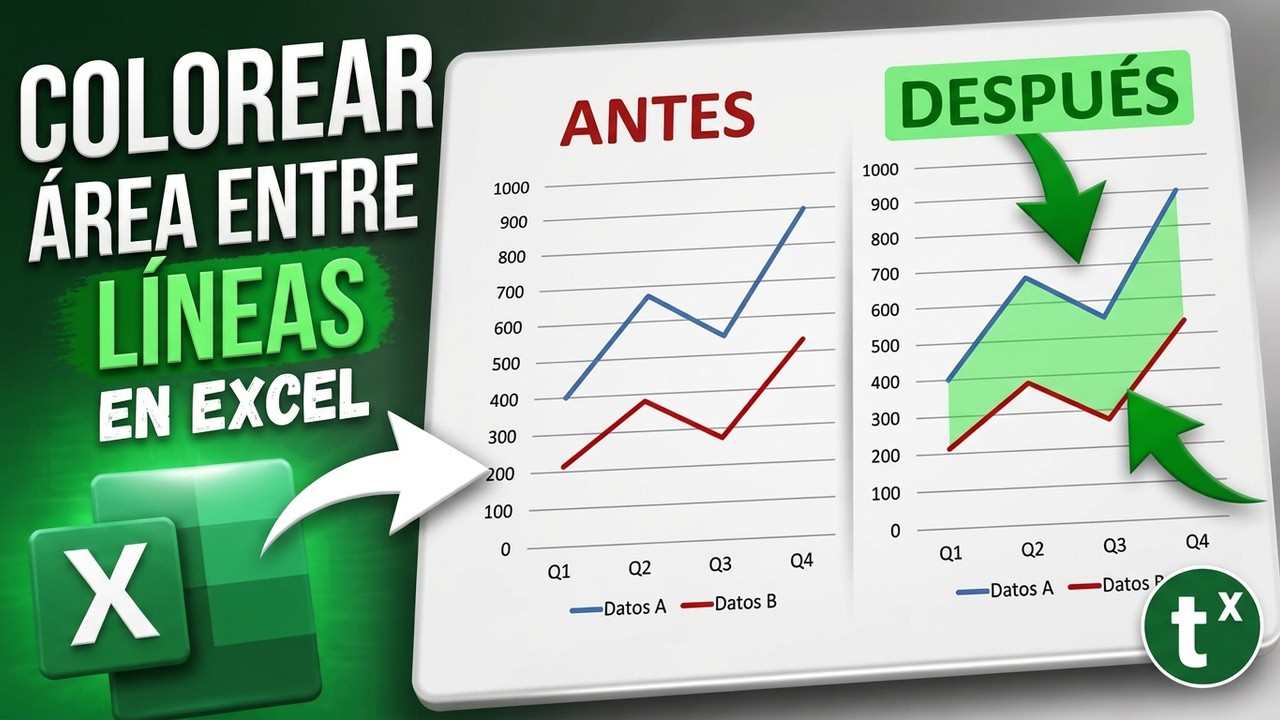 Colorear área entre líneas de un gráfico en Excel 📈