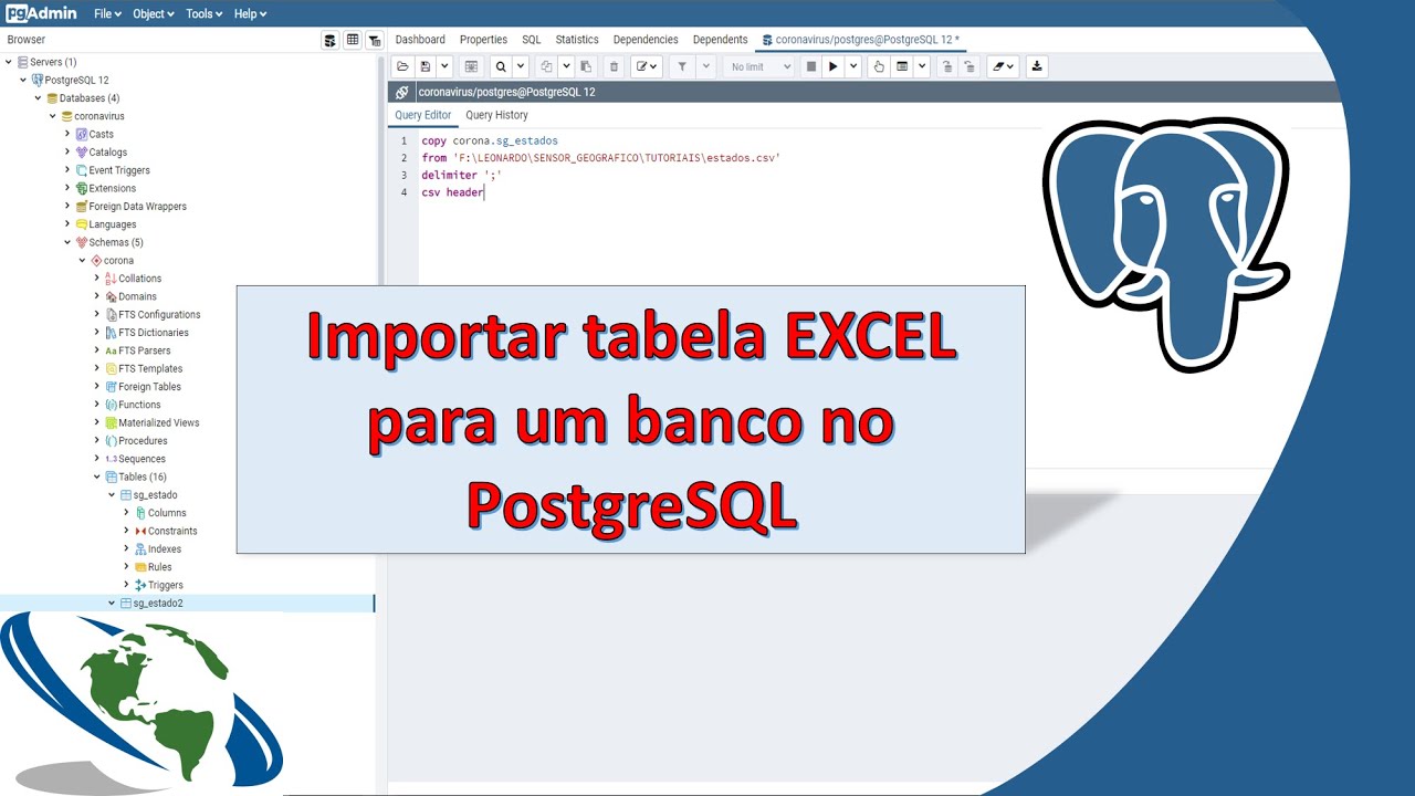 Como importar uma tabela Excel para um banco PostgreSQL