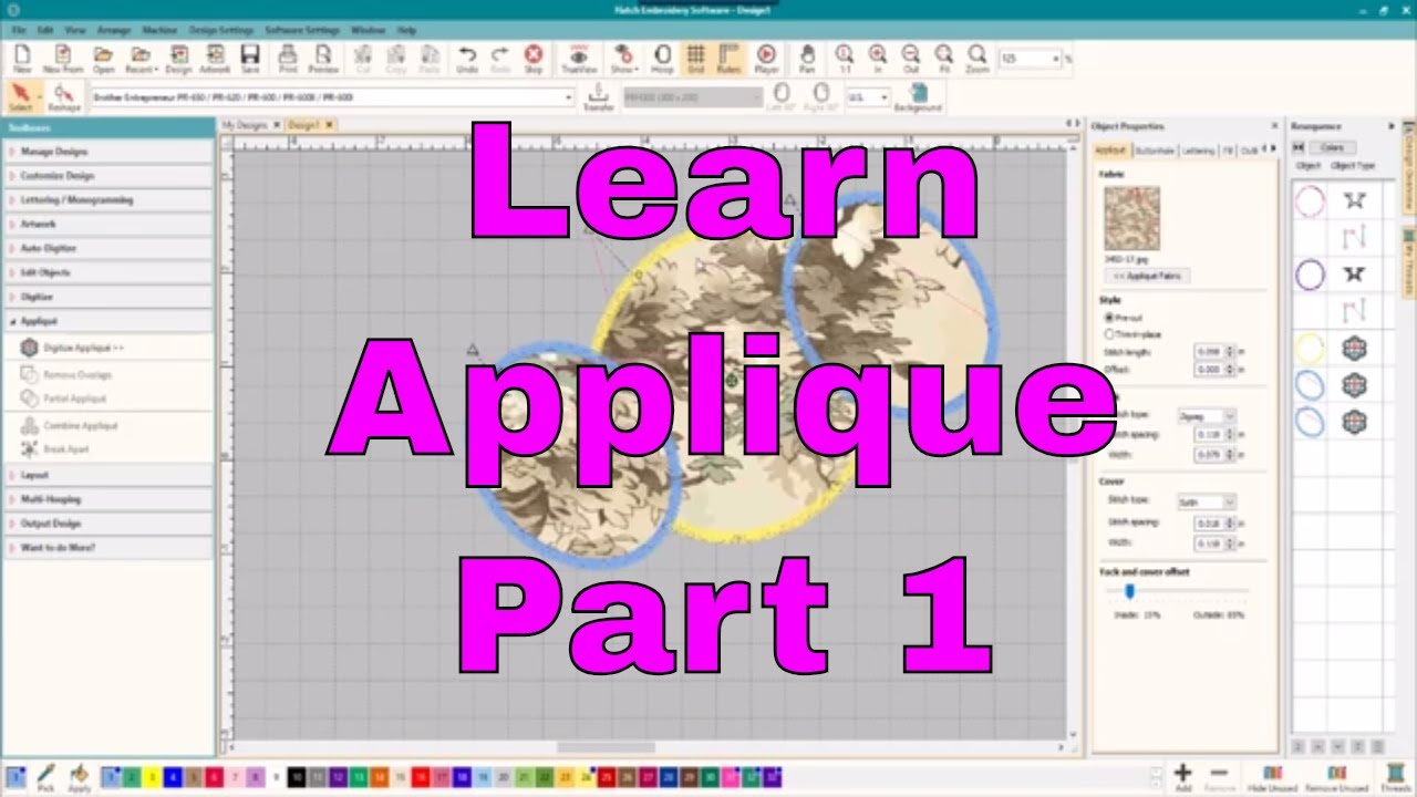 Intro to machine Embroidery Applique:Digitizing, editing, detail work!