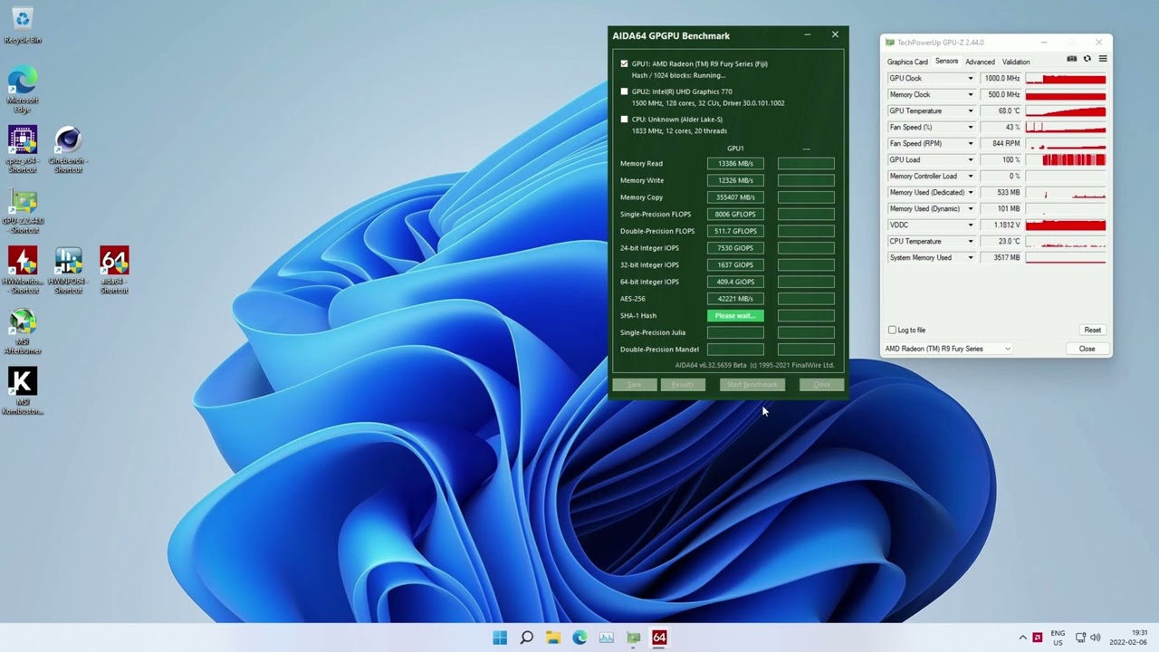 AMD Radeon Instinct MI8 - Aida64 GPGPU Test