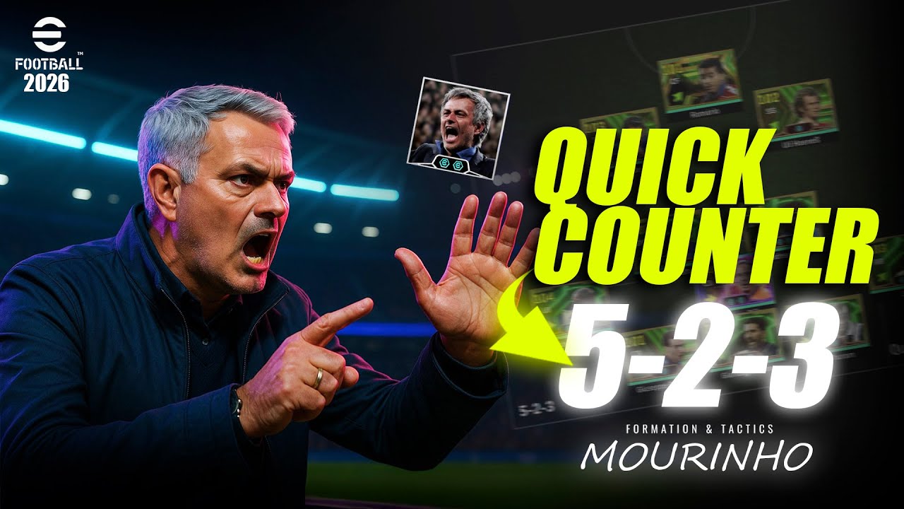 Mourinho’s 5-2-3 Quick Counter Tactics in eFootball 2026 | Full Breakdown & Analysis