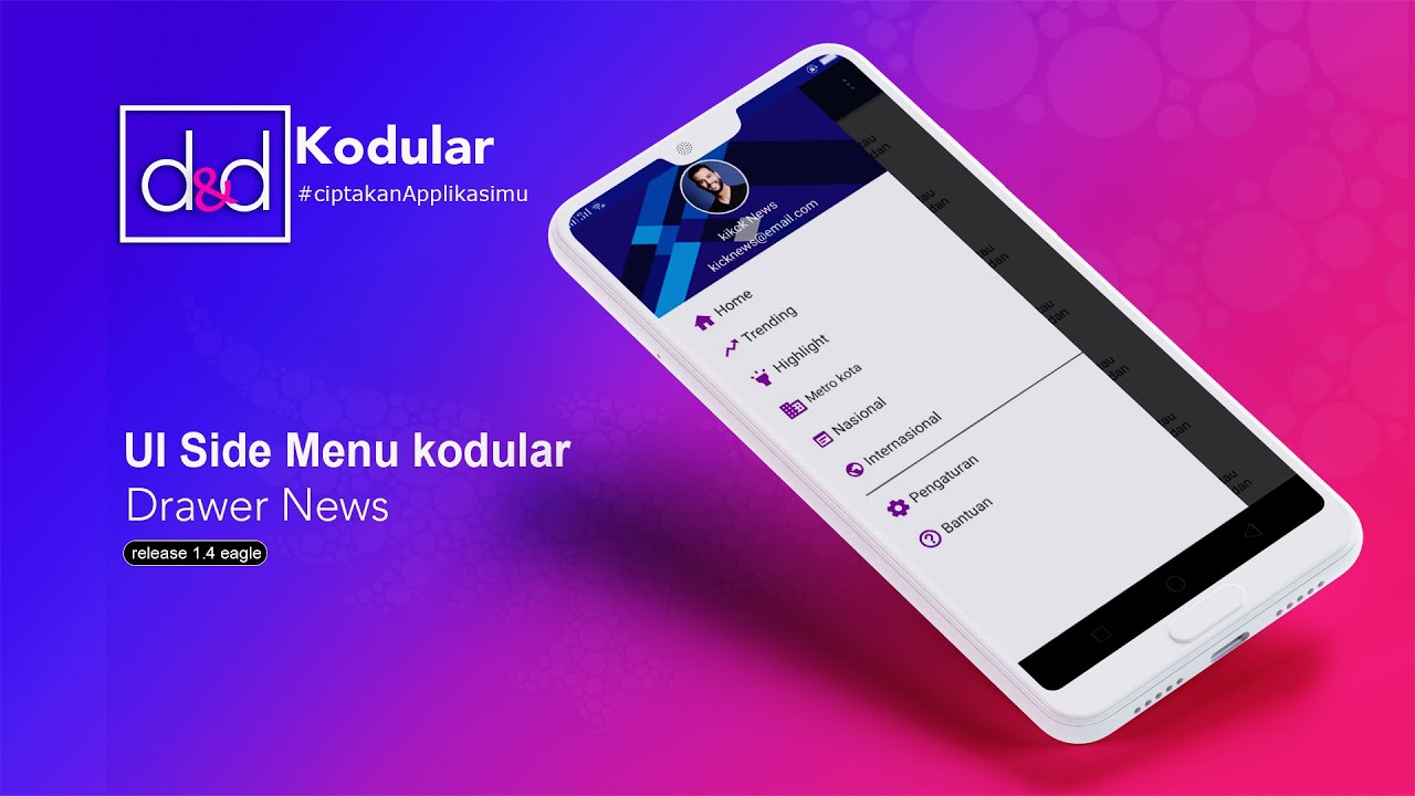 UI Side Menu Kodular | Drawer News | Menu 1 |
