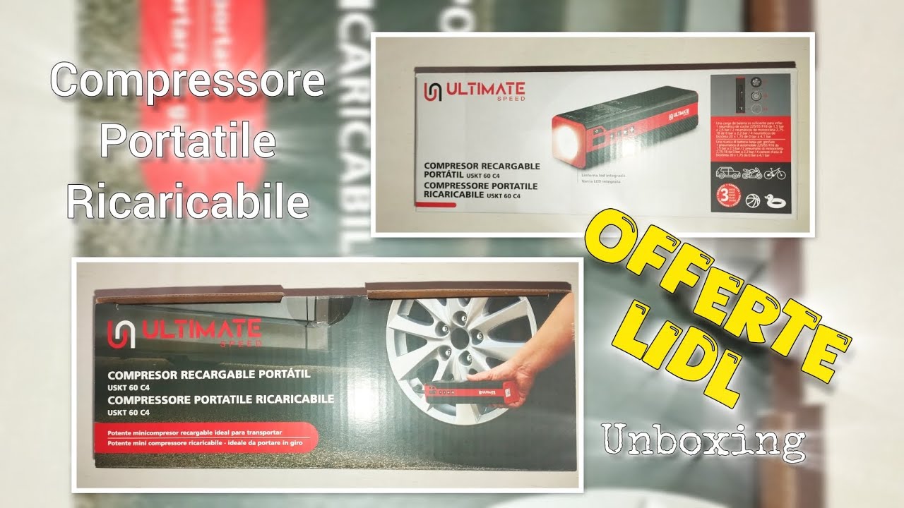 COMPRESSORE portatile |🔋RICARICABILE in offerta alla LIDL | ULTIMADE Speed - UNBOXING insieme