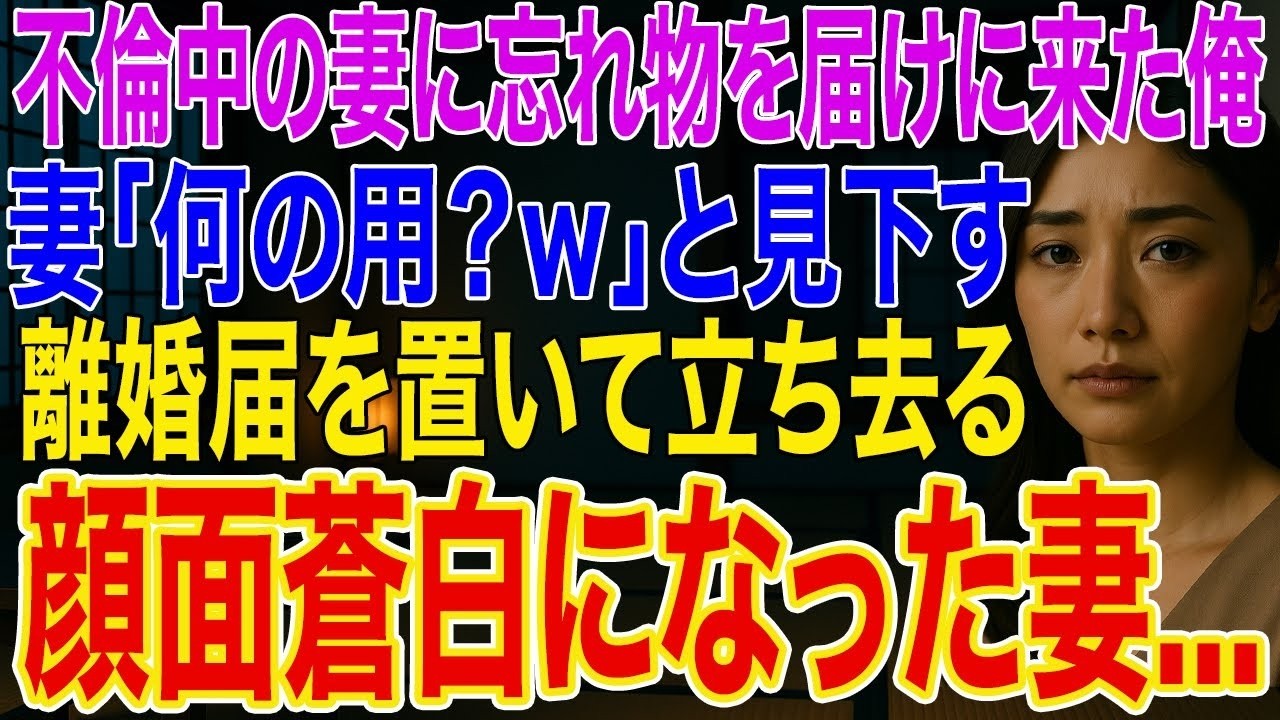 【修羅場】不倫中の妻と間男が忘れ物したので届けに行くと妻「何の用？w」俺「離婚届と慰謝料請求書、置いとくねw」➡顔面蒼白になり   w